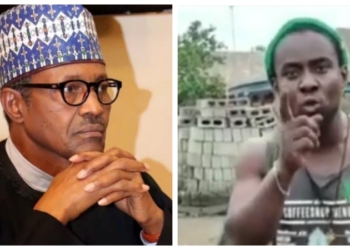 L-R President Muhammadu Buhari, frustrated Nigerian