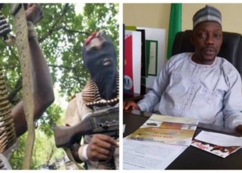 L-R unknown gunmen (Image for depiction), former Commissioner for Tourism (Peter Mwadkon)