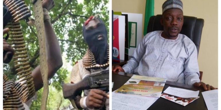 L-R unknown gunmen (Image for depiction), former Commissioner for Tourism (Peter Mwadkon)