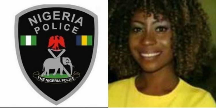 L-R Police logo, Patience Zakari who was stabbed to death