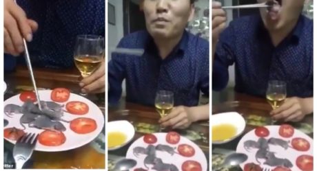 VIDEO: Amidst Lassa Fever outbreak, Asian man dips baby mouse in sauce and eats it alive