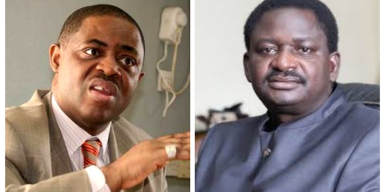 L-R former minister for aviation, Femi Fani-Kayode, SA to President Buhari on Media and Publicity, Femi Adesina