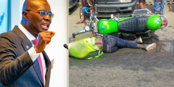 Lagos State Gov. Babajide Sanwo-olu; Bike rider involved in accident