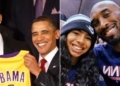 L-R: Kobe Bryant and former US President, Barack Obama, Gianna and father, Kobe Bryant