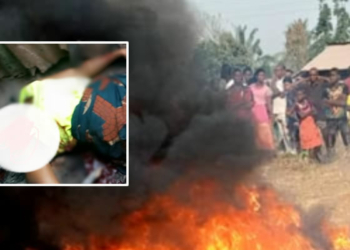 Depict of setting ablaze incident