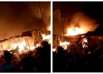 Scene of fire incident at Sabo market in Sagamu