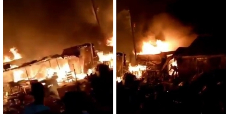 Scene of fire incident at Sabo market in Sagamu