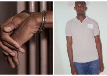 L-R Depict of a convict in chains, Francis Yusuf Kyamang