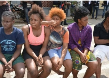 Filed photo of Nigerians being paraded for prostitution