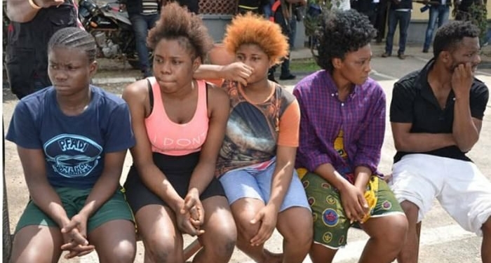 Filed photo of Nigerians being paraded for prostitution