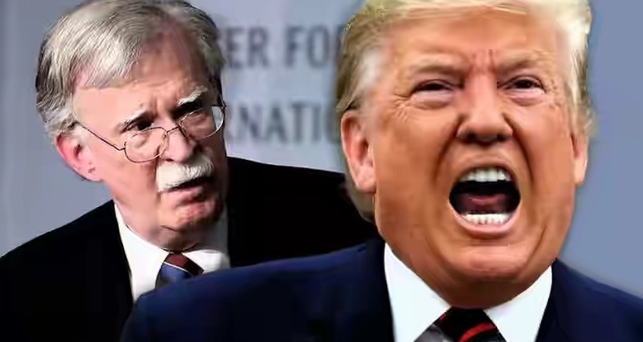 L-R Former National Security Adviser John Bolton, US President Donald Trump