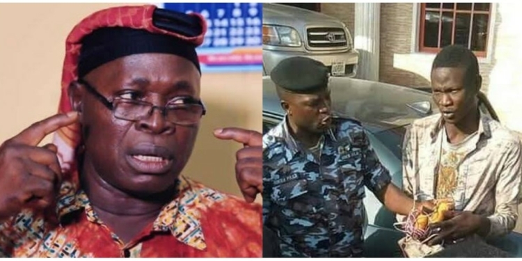 L-R  MURIC Director, The Suspected Suicide Bomber being Arrested