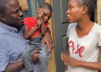 Founder of Kokun Foundation carrying the child with Cerebral Palsy and her mother