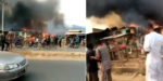 Scene of fire outbreak along along Akala express road in Ibadan