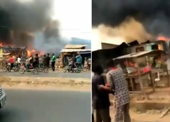 Scene of fire outbreak along along Akala express road in Ibadan