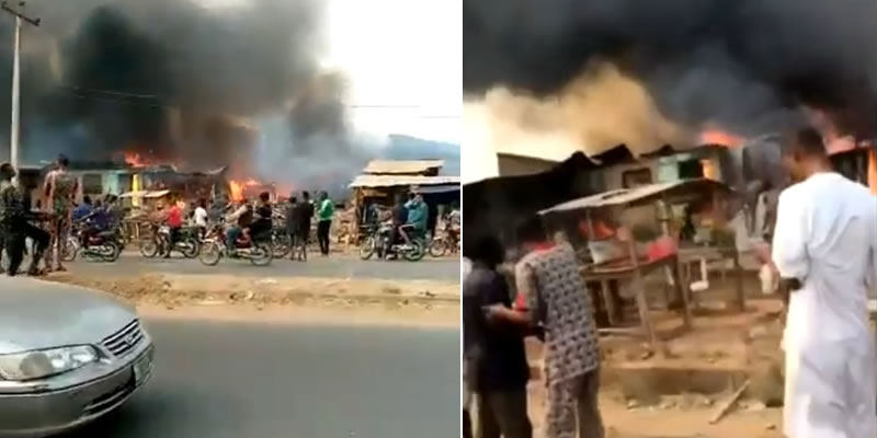 Scene of fire outbreak along along Akala express road in Ibadan