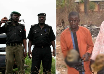 Police, suspects holding human skull