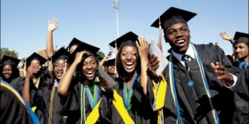 Fresh university graduates at a convocation ceremony in Nigeria.