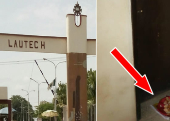 L-R The front view of the Ladoke Akintola Univeristy of Technology, the deposited sacrifice