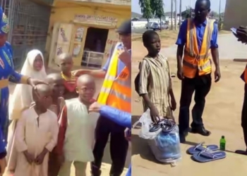 L-R Edu Marshals and young kids arrested for roaming and trading during school hours