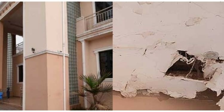 Lawrence Okah's Residence; Bomb shattered a part of the building