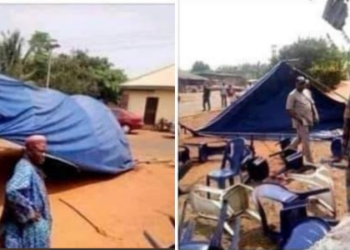 Scene of traditional wedding ceremony after attack