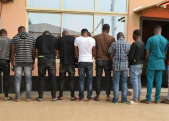 Cross section of arrested fraudsters during parade