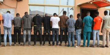 Cross section of arrested fraudsters during parade