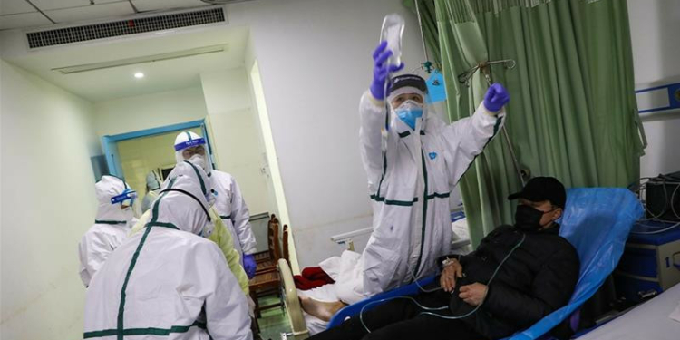 File photo of doctors attending to a Coronavirus patient