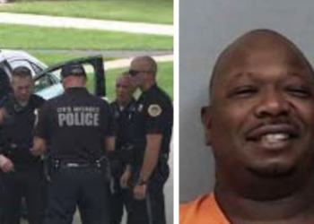 L-R Depict of Iowa police officers, the suspect