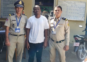 The homeless Nigerian man with officers
