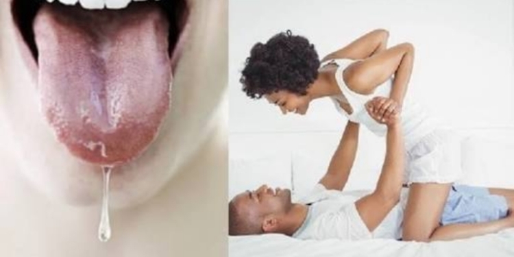 L-R Depict of saliva dropping from the mouth, depict of lovers on bed