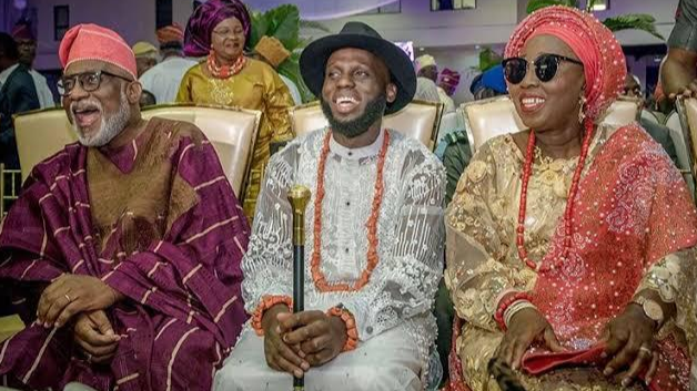 L-R Governor Rotimi Akeredolu, Babajide Akeredolu and Betty Akeredolu