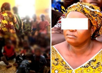 Child Trafficker, Mary Yakubu with kids intercepted at a park in Bali Local Government Area of Taraba