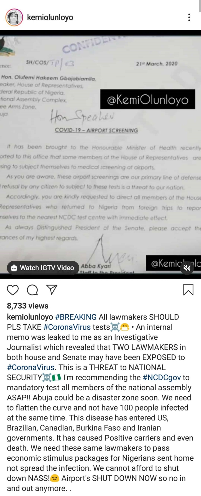 Coronavirus: “Abuja could be a disaster zone soon”, Kemi Olunloyo says