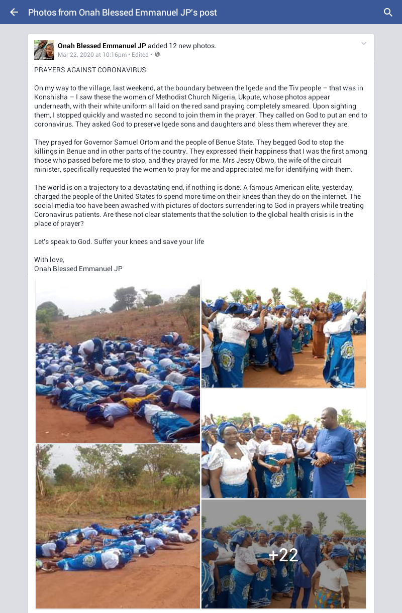 Group of church women spotted lying on the road in Benue, praying against Coronavirus