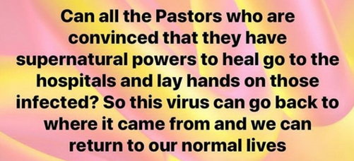 Uche Elendu disagrees with Hilda Dokubo call for pastors to prove themselves by healing Coronavirus patients