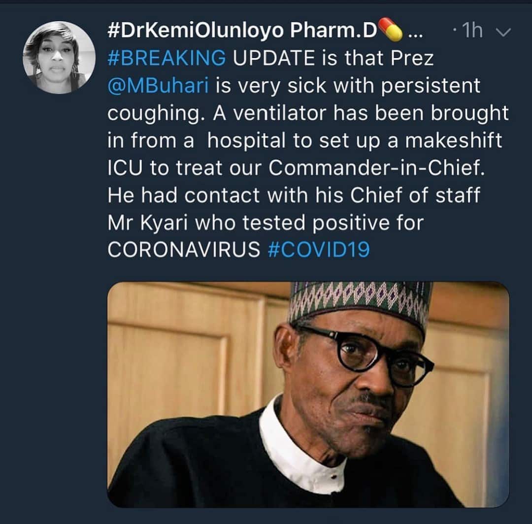 Coronavirus: “Buhari is very sick with persistent coughing”, Kemi Olunloyo claims