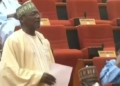 Moment a Nigerian Senator removed his face mask to sneeze during plenary