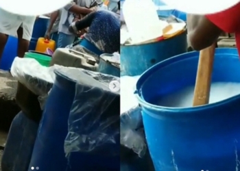 Video showing how hand sanitizers are being mixed in Ojota market surfaces online