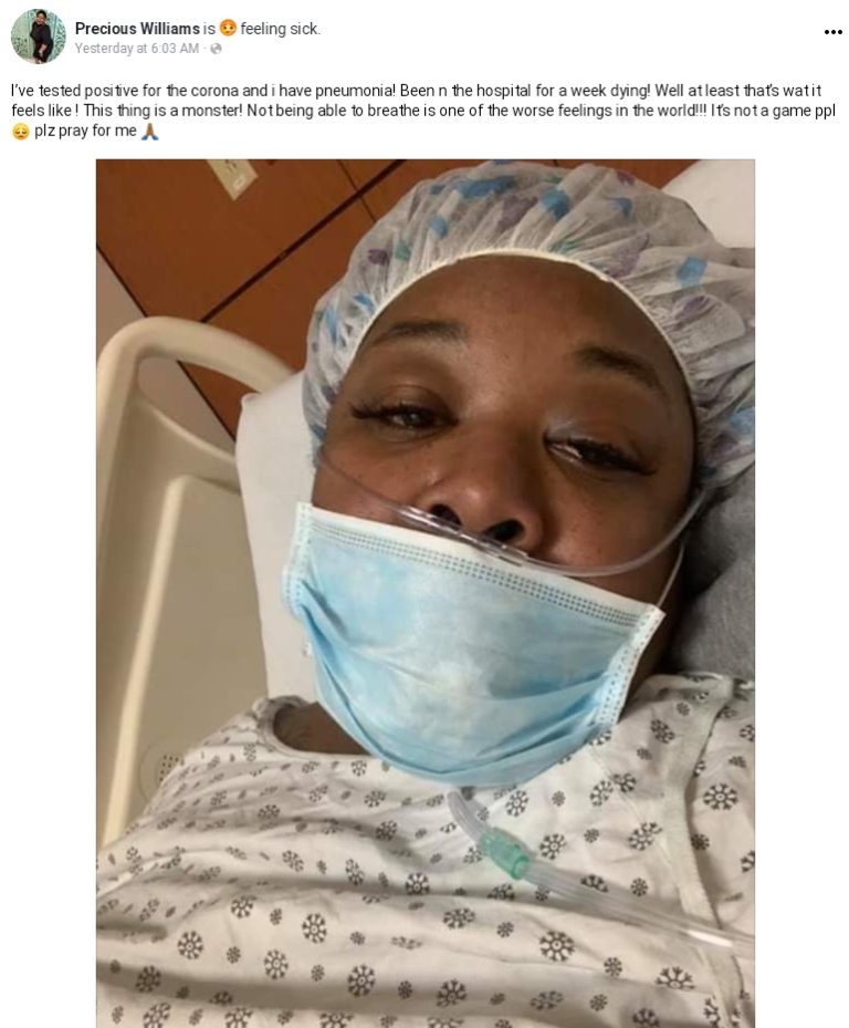 “I’m dying, i can’t breathe” – Lady cries out on facebook after testing positive to coronavirus