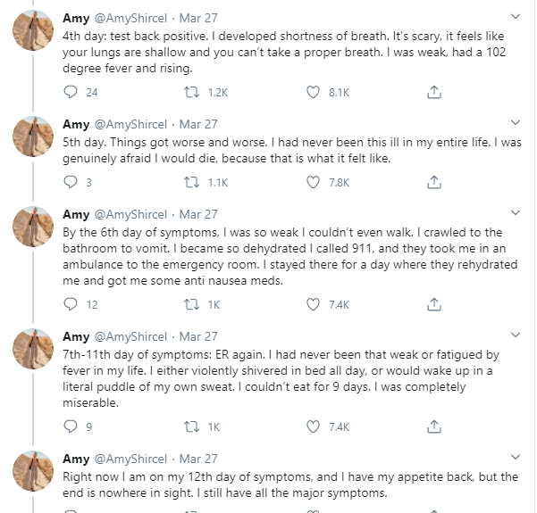 Lady shares her horrific coronavirus symptoms to encourage people to stay at home