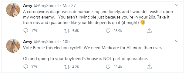 Lady shares her horrific coronavirus symptoms to encourage people to stay at home