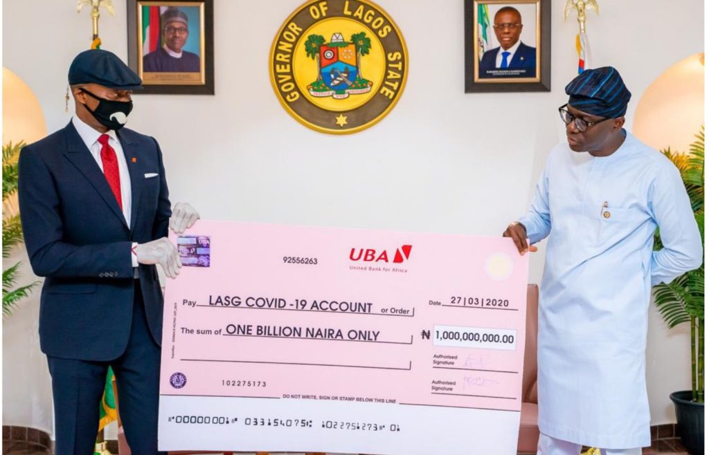 COVID-19: Lagos receives N1bn donation from UBA