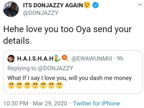 Don Jazzy sends 100,000 Naira to a follower who insulted him online