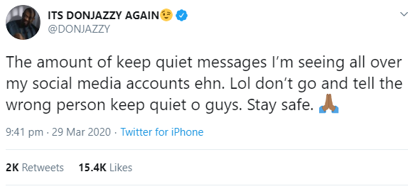 Don Jazzy sends 100,000 Naira to a follower who insulted him online