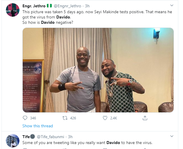 Davido should run a coronavirus test again, Nigerians react after Governor Makinde tested positive
