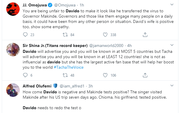 Davido should run a coronavirus test again, Nigerians react after Governor Makinde tested positive 