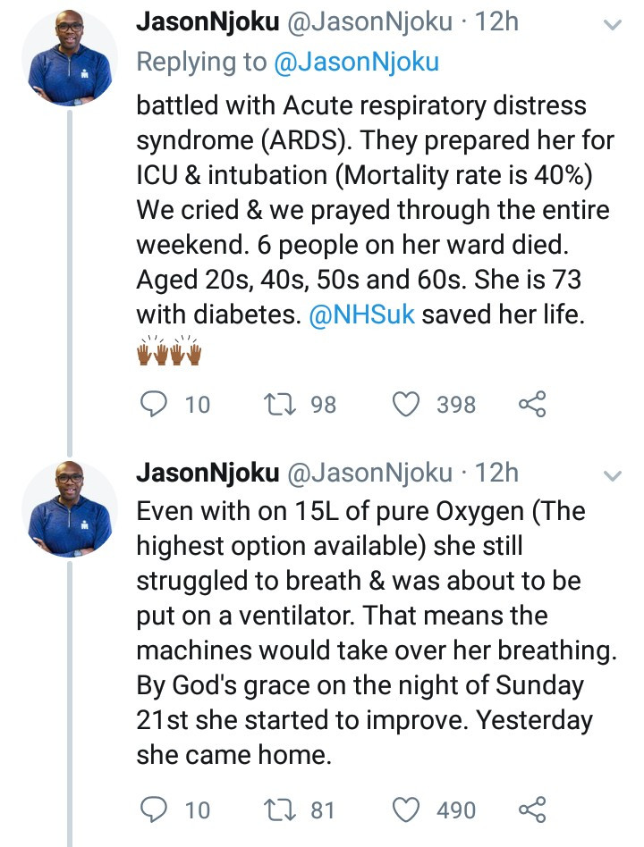 Jason Njoku narrates how his 73-year-old mother almost died from coronavirus