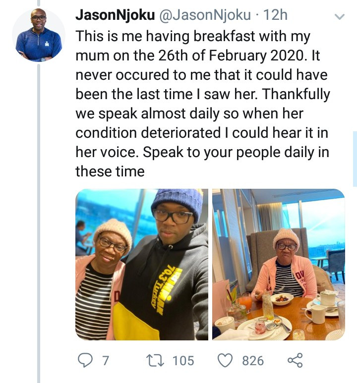 Jason Njoku narrates how his 73-year-old mother almost died from coronavirus